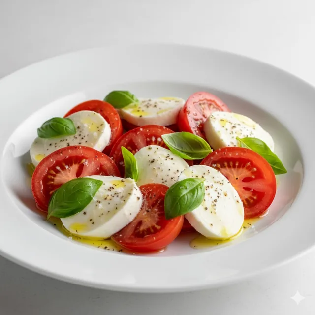 Salada caprese em um prato claro